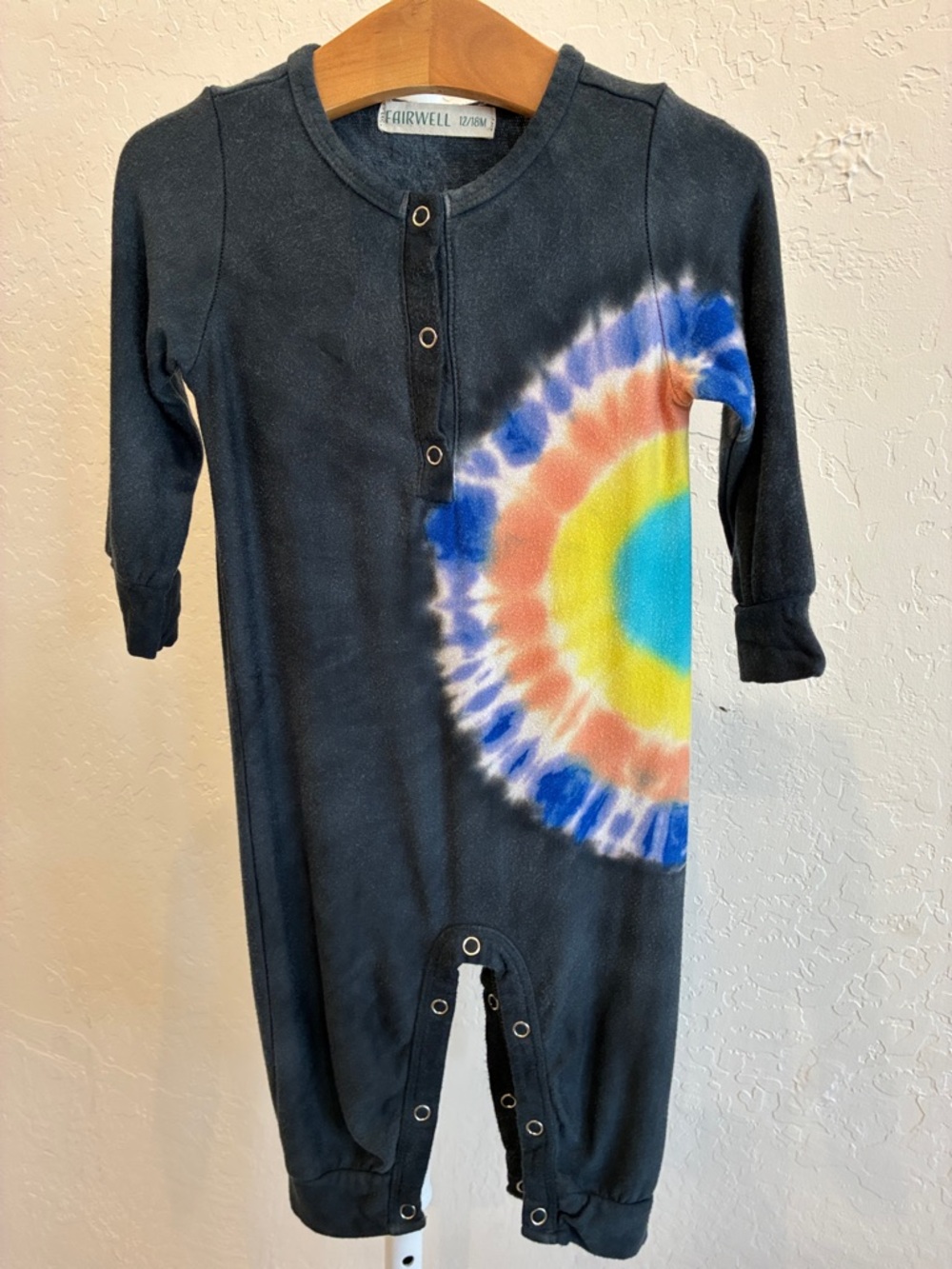 Fairwell Black One-Piece Footie with Multicolor Tie-Dye Burst